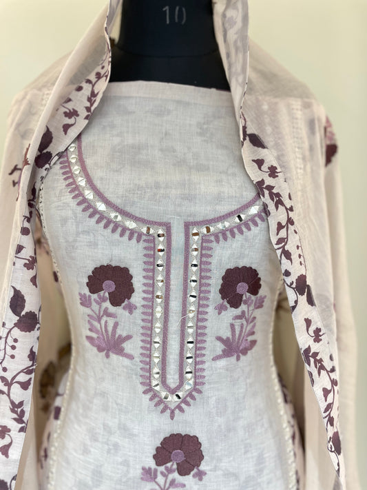 Blush Ivory Floral Embroidered Unstiched Suit Set