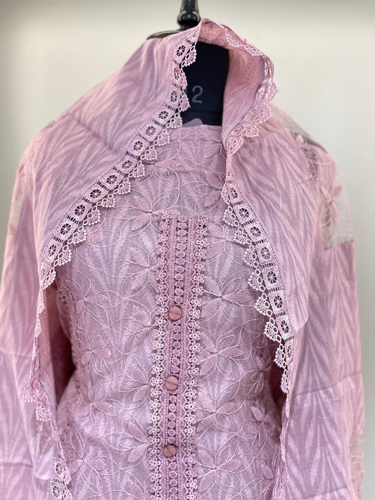 Blush Petal Embroidered Unstiched Suit Set