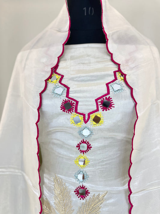 Ivory Bloom Floral Embroidered Unstiched Suit