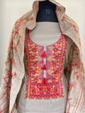 Ivory Coral Bloom Unstiched Suit