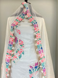 Pastel Petal Charm White Unstiched Suit Set