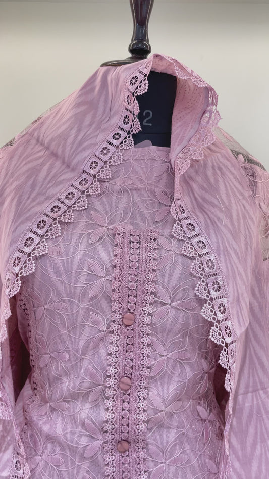 Blush Petal Embroidered Unstiched Suit Set