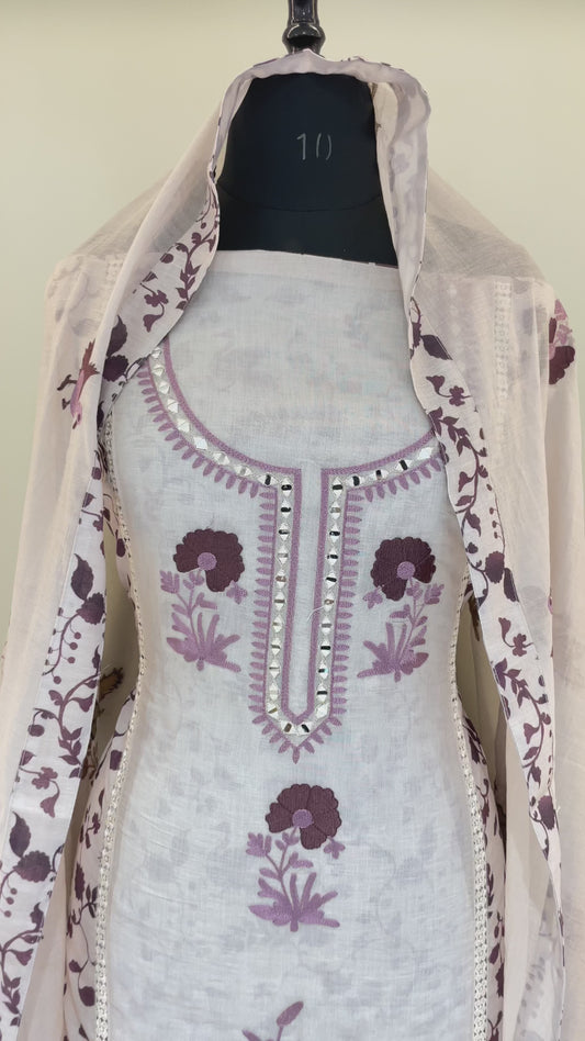Blush Ivory Floral Embroidered Unstiched Suit Set